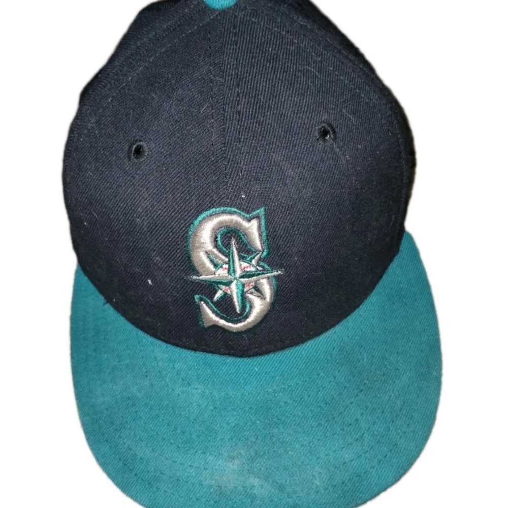 VTG New Era Seattle Mariners Fitted Baseball Hat Made In The USA wool Size 7